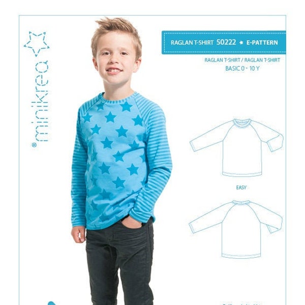 Raglan T-shirt for kids 50222 - PDF Sewing Pattern from MiniKrea