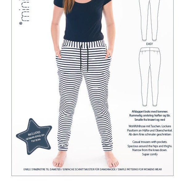 Women's Joggers 70335 - PDF Sewing Pattern from MiniKrea. Size 34 - 50 / EUR sizes.