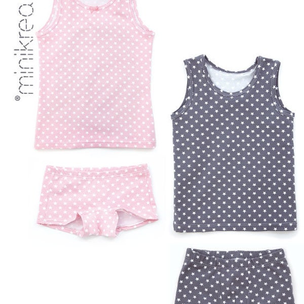 Underwear for kids with boxers, hipsters, singlets 33405 - PDF Sewing Pattern from MiniKrea