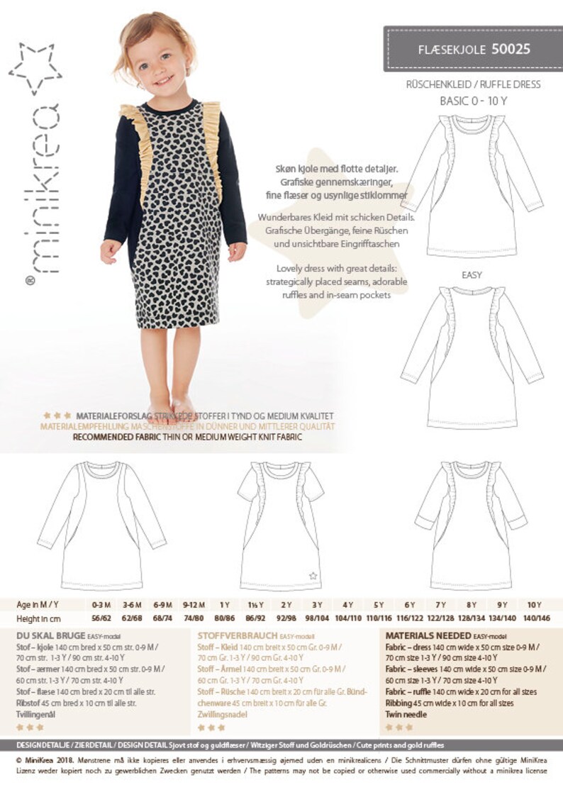Ruffle Dress 50025 PDF Sewing Pattern From Minikrea - Etsy UK