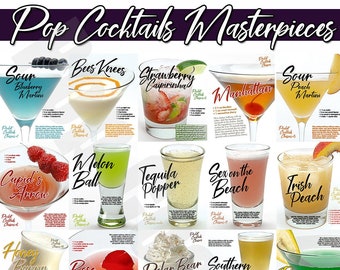 Masterpieces Cocktail Print & 300 Pop Cocktails Drink Guide
