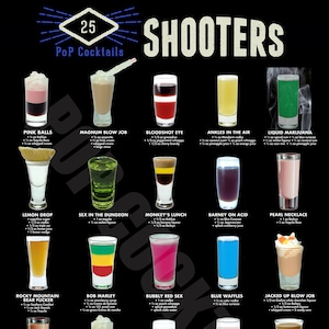 Los 25 mejores carteles de cócteles de Shooters