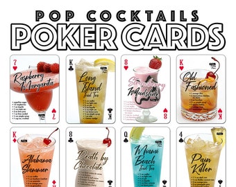 Personalized Bar Poster Poker Cards Cocktail Poster by Pop Cocktails