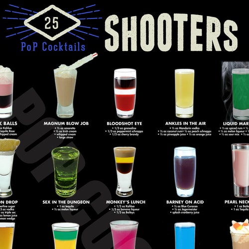 risiko paritet Jeg har en engelskundervisning Top 25 Shooters Cocktail Posters - Etsy Finland