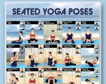 Yoga Poses Seated | 25 Large Ashtanga Yoga Cards Print, Wall Art, Home Decor