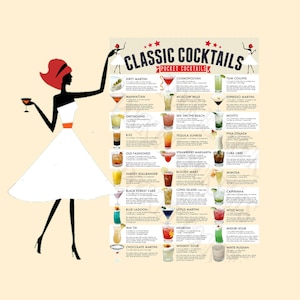 Cocktails Poster, Classic Cocktails Print, Drink Recipes, Cocktails Art, Cocktail Gifts, Drinks Guide, Cocktail Menu, Kitchen Poster image 6