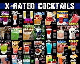 X Rated Cocktail Poster + X Rated Drinks Guide | Personalized