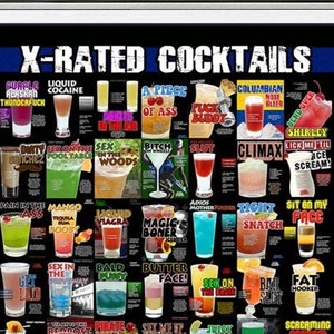 X Rated Cocktail Poster + X Rated Drinks Guide | Personalized