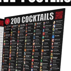 200 Drinks Cocktail QR Code Poster by Pop Cocktails Cocktail Recipes Wall Decor wall art image 2