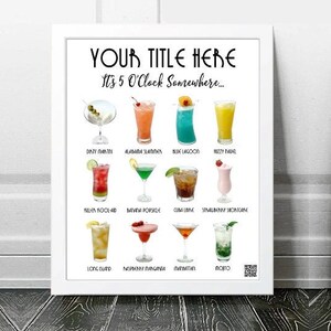 Impresión de cóctel personalizada, Impresión de bebidas, Impresión de cocina, Arte de pared de cocina, Cócteles, Regalo personalizado, Impresiones personalizadas para el hogar, Arte de pared para el hogar