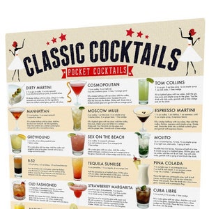 Classic Cocktails Drink Recipe Poster, Wall Art, Home Decor zdjęcie 5