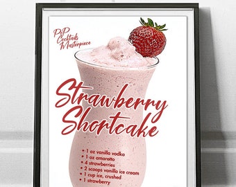 Strawberry Shortcake Cocktail Masterpiece Drink Poster by Pop Cocktails