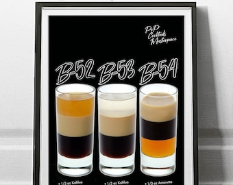12&quot;x18&quot; B52 B53 B54 Cocktail Poster