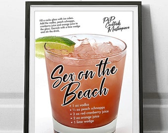 Sex on the Beach Cocktail Masterpiece Poster by Pop Cocktails