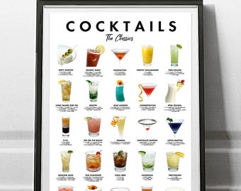 CLASSIC Cocktails Poster Multiple Sizes - Digital Download