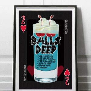 Balls Deep - Póster de bebidas de gladiador de cócteles pop