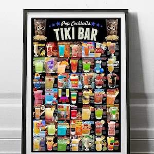 Tiki Bar Cocktail Poster - dutzende tolle Drinks!