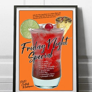Friday Night Special Cocktail Masterpiece Drink Poster by Pop Cocktails image 1