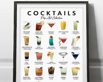 Cocktail wall art, Cocktail Decor, Drink Poster, Recipe Wall Decor by Pop Cocktails