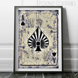 Ace of Spades Vintage Distressed Poker Card Poster