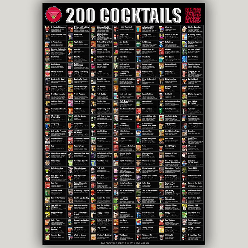 PRINTED 200 Drinks Cocktail QR Code Poster by Pop Cocktails Etsy