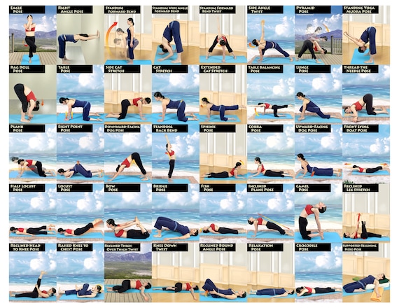 yoga poses 80 printable asanas etsy