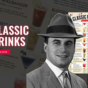 Cocktails Poster, Classic Cocktails Print, Drink Recipes, Cocktails Art, Cocktail Gifts, Drinks Guide, Cocktail Menu, Kitchen Poster image 3