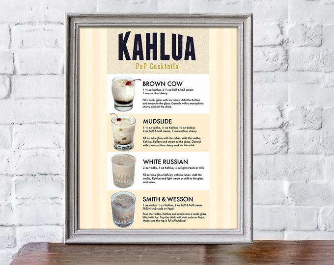 Kahlua Cocktails Bar Poster Wall Art