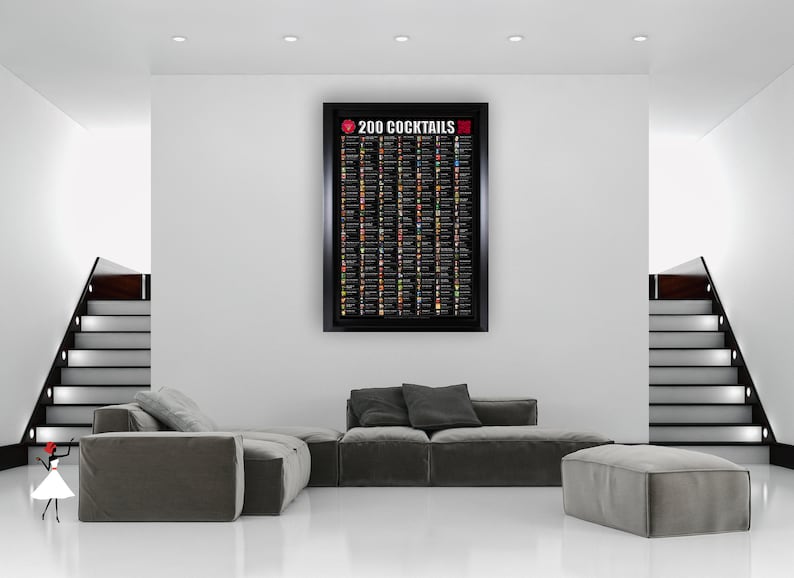 200 Drinks Cocktail QR Code Poster by Pop Cocktails Cocktail Recipes Wall Decor wall art image 5