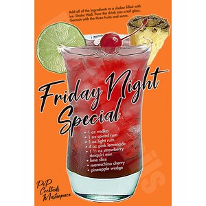 Friday Night Special Cocktail Masterpiece Drink Poster by Pop Cocktails image 2