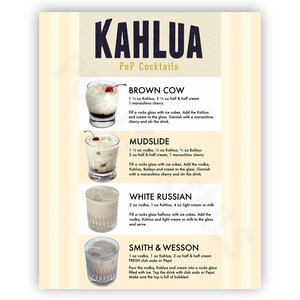 Kahlua Cocktails Bar Poster Wall Art - Etsy