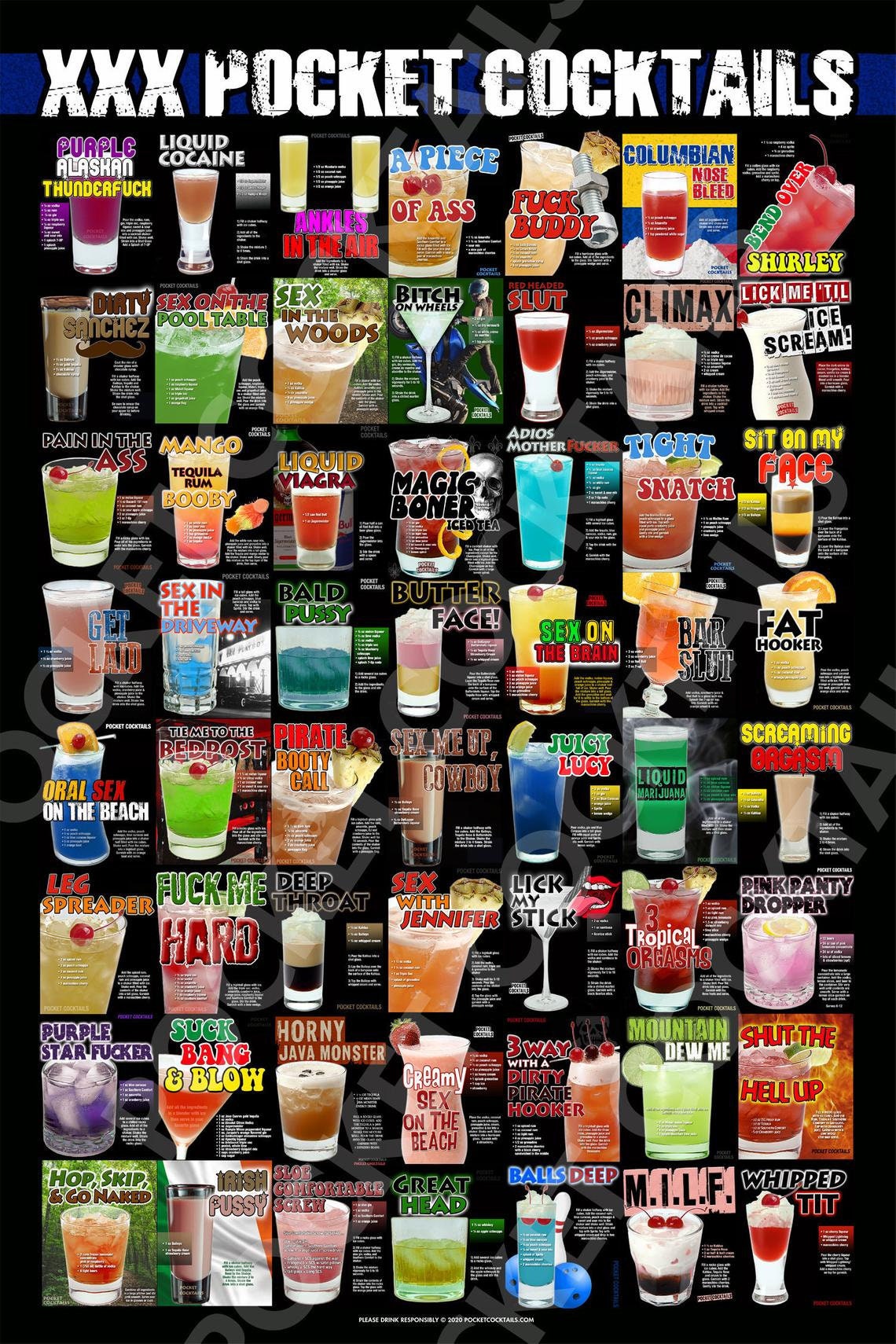 XXX Cocktail Poster X Rated Drinks Guide Etsy