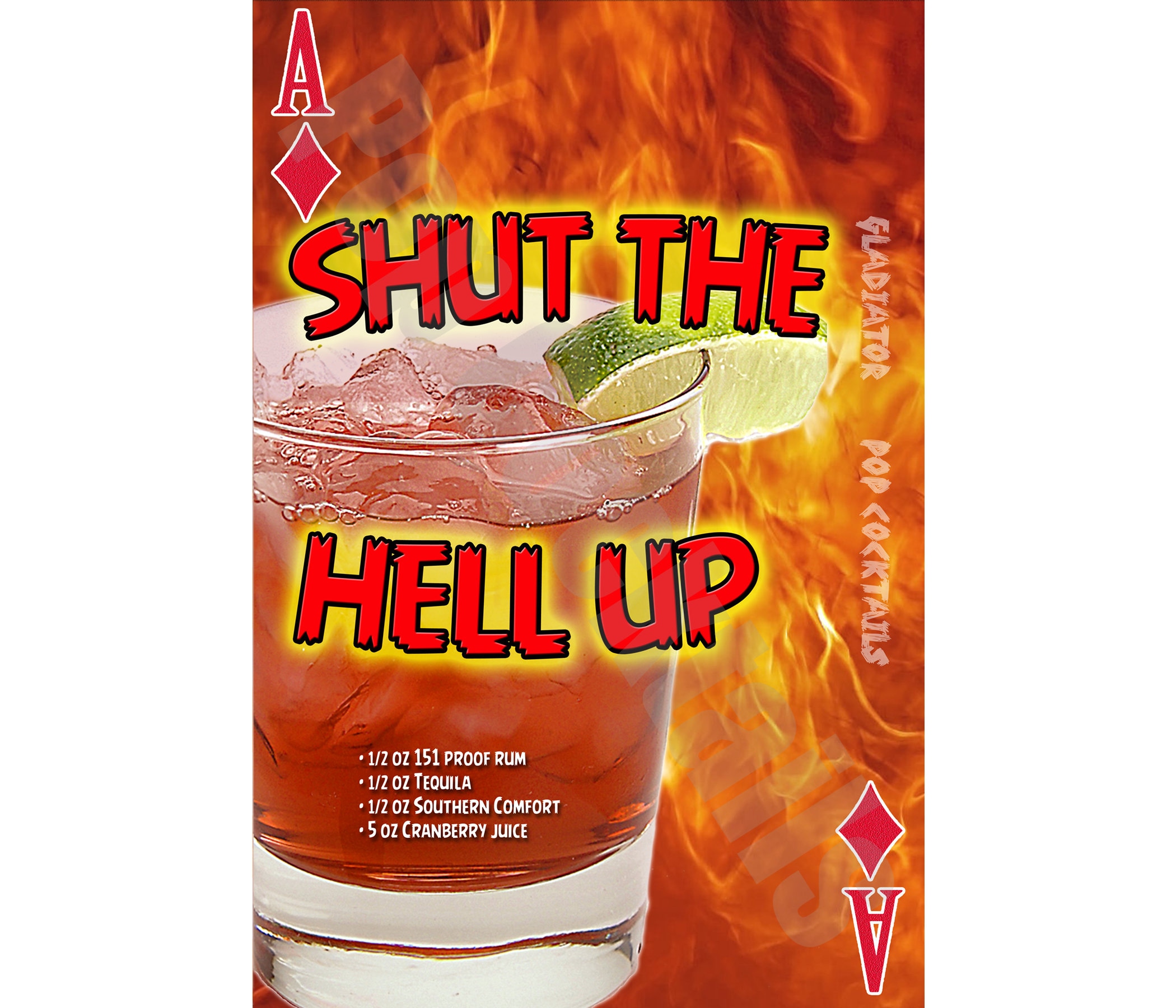 Shut the Hell up Pop Cocktails Poster Drink Print Etsy