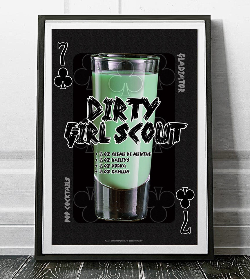 12x18 Dirty Girl Scout Pop Cocktails Gladiator Poker Drink Poster Etsy