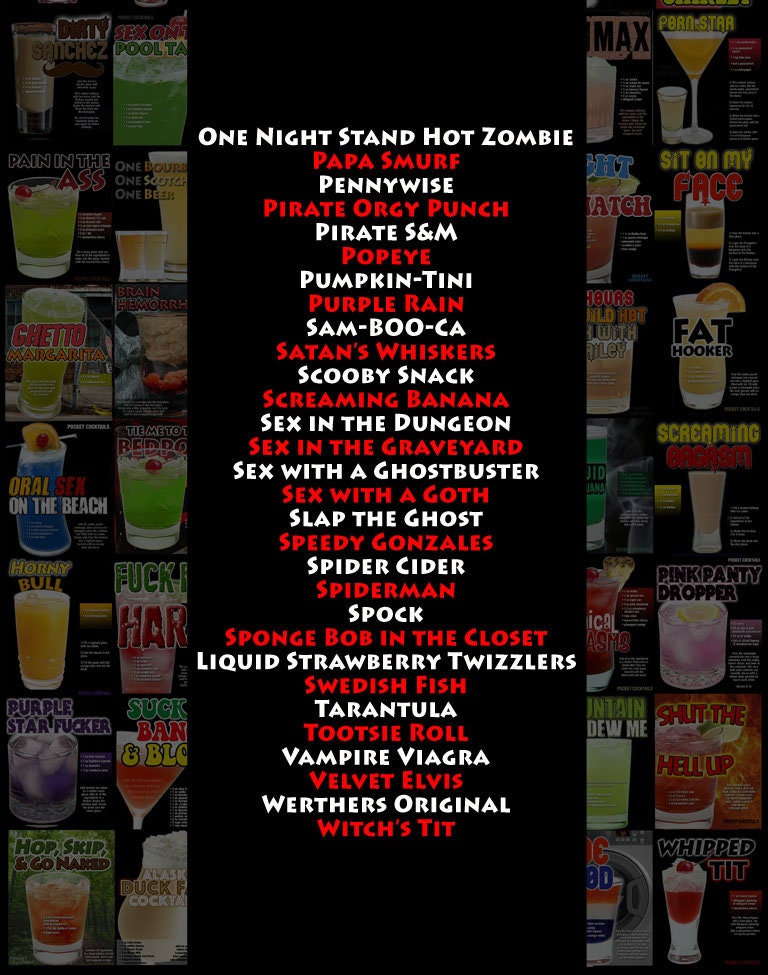 2 Drink Posters With 100 Cocktails Recipes Halloween Party 