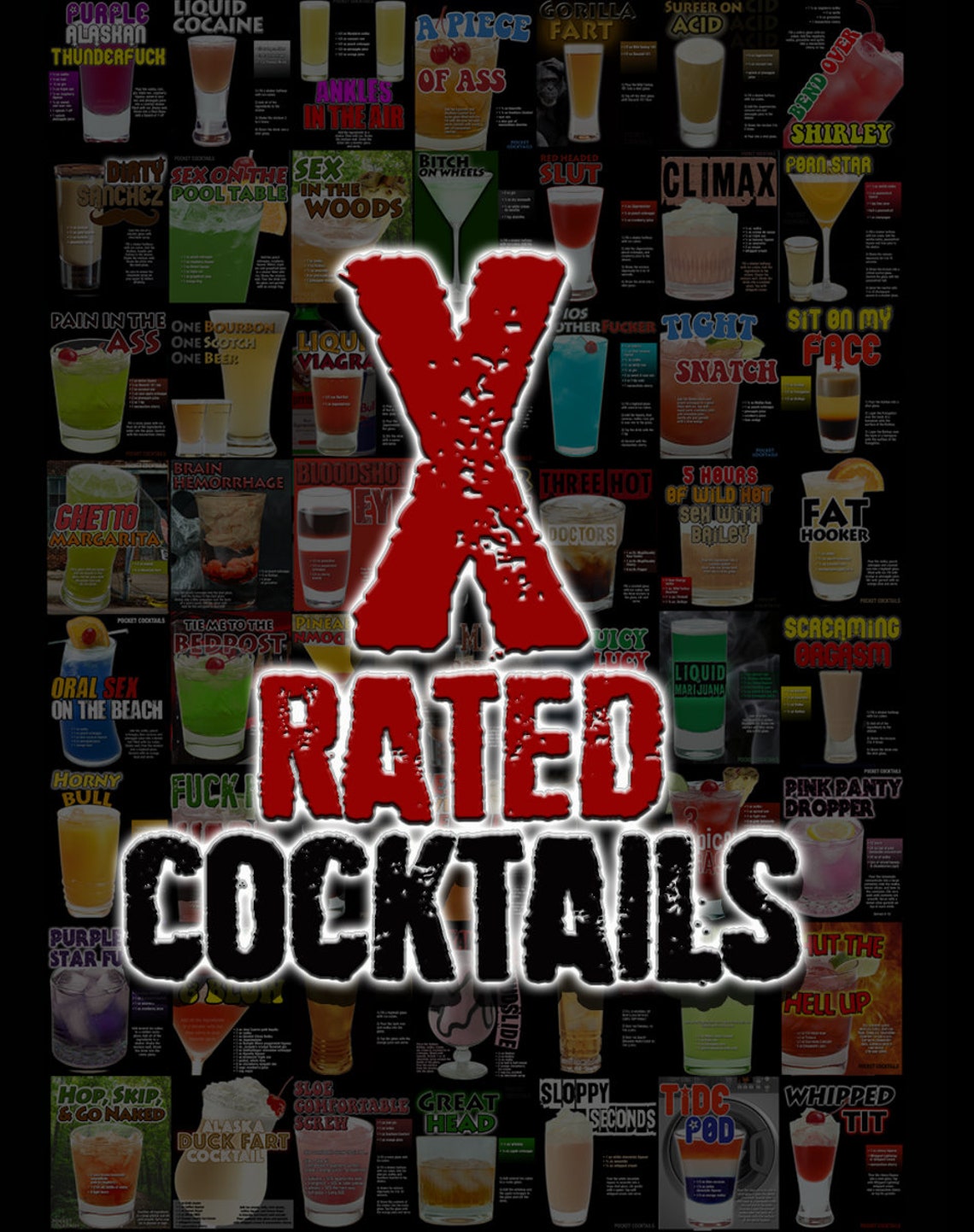 X Rated Cocktails Poster & Guide Over 100 Drinks Etsy
