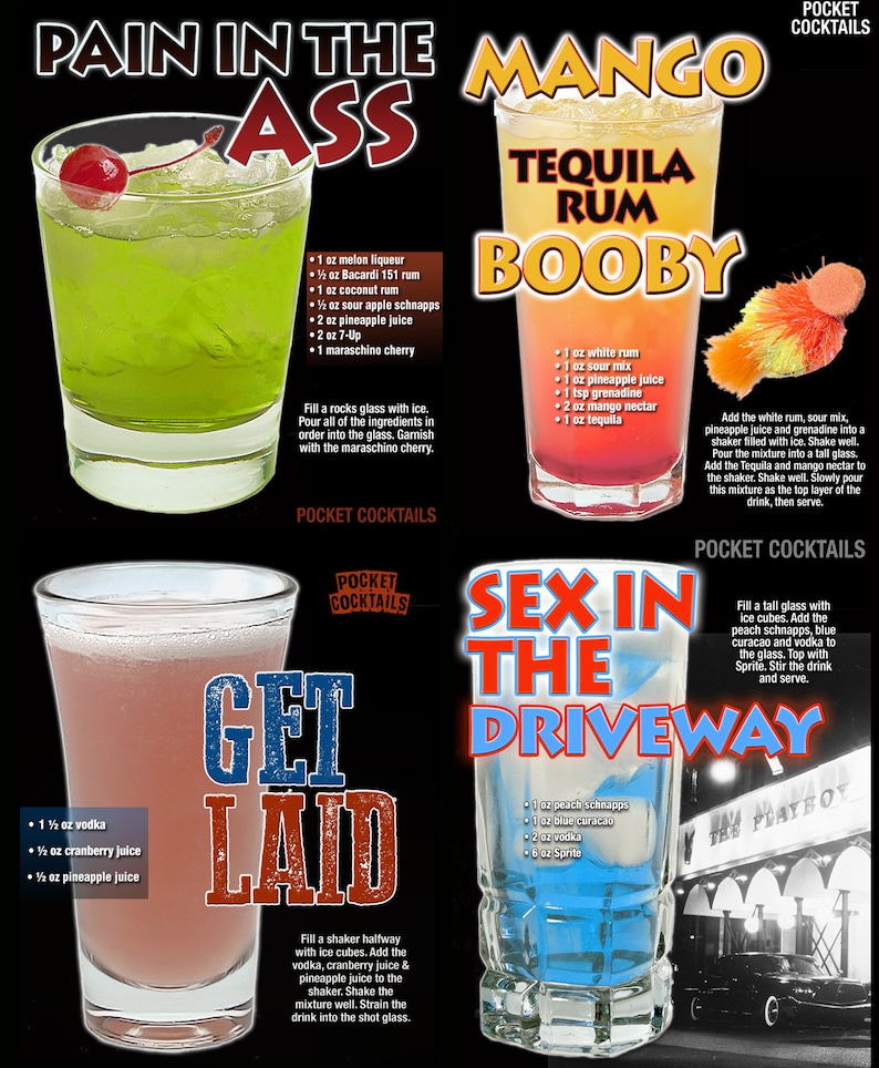 XXX Cocktails Poster featuring 56 of our Best XRated Drinks Etsy
