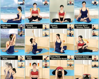 yoga poses seated 25 large ashtanga yoga cards print wall etsy