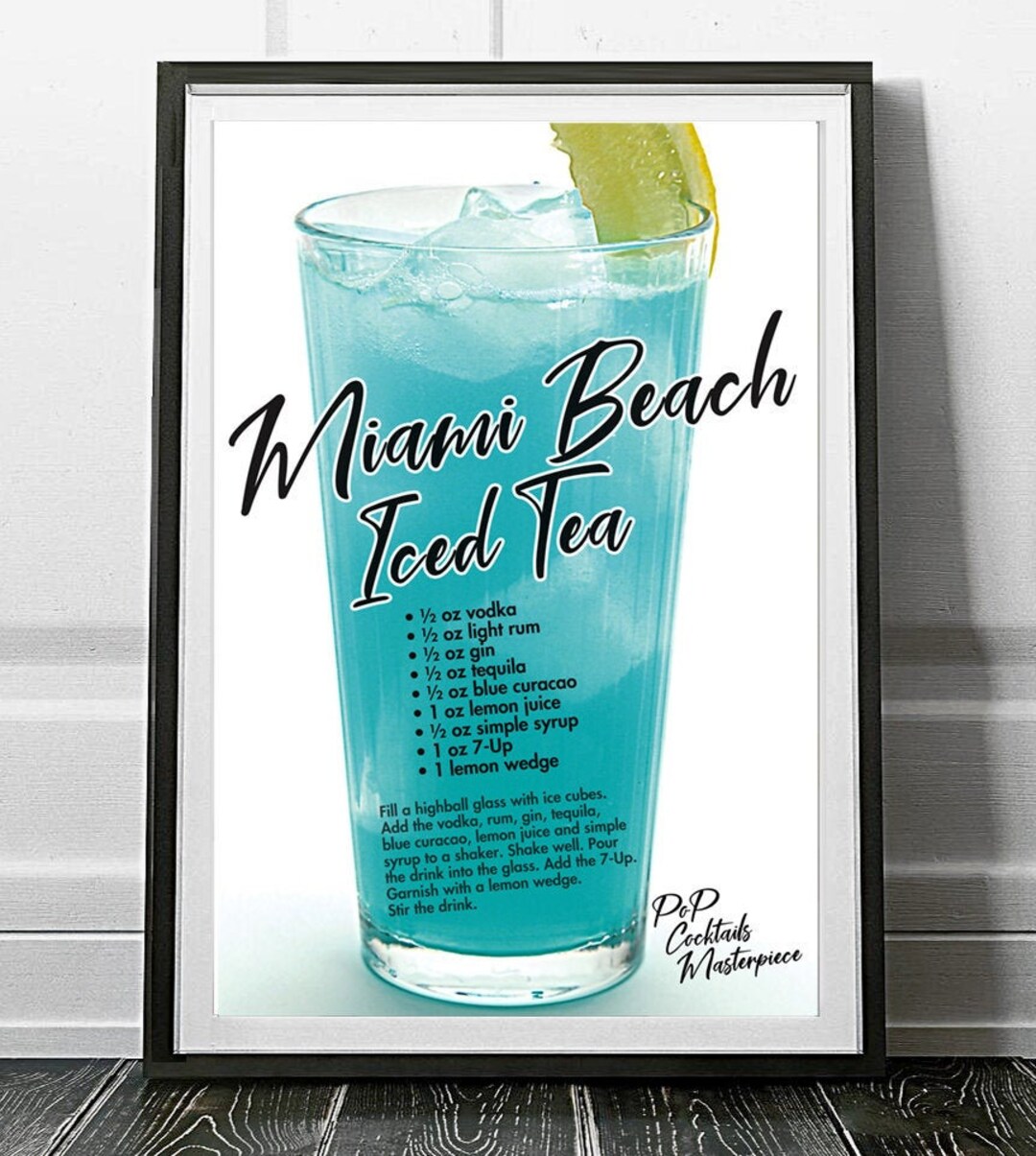 Miami Beach Iced Tea Cocktail Masterpiece Poster by Pop Etsy