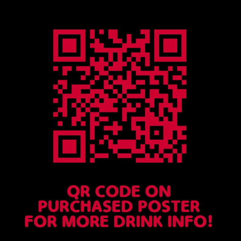 200 Drinks Cocktail QR Code Poster by Pop Cocktails Cocktail Recipes Wall Decor wall art image 7