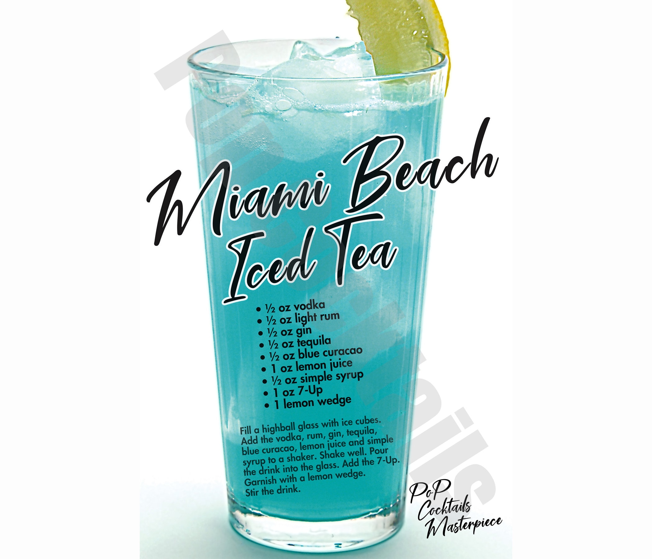 Miami Beach Iced Tea Cocktail Masterpiece Poster by Pop Etsy Canada