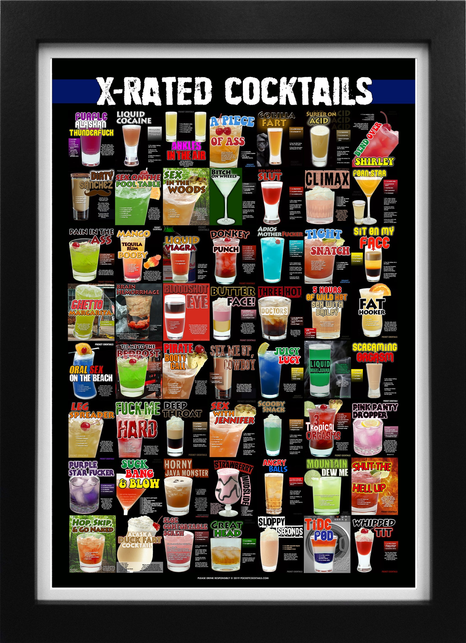 X Rated Cocktails Poster & Guide Over 100 Drinks Etsy