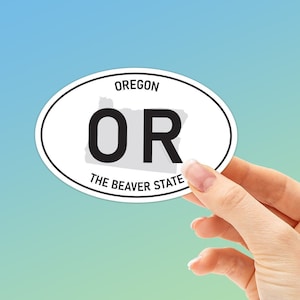 Oregon Sticker for Hydroflask & Laptop | Oregon Bumper Stickers for Car, RV Camper | Pacific Northwest Decal | Portland OR Euro Sticker Oval