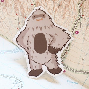 Confident Bigfoot Sticker, Cute Sasquatch Decal for Hydroflask Water Bottle or Laptop, Die Cut Vinyl PNW Cryptid Sticker for Sasquatch Fans