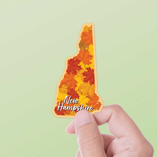 New Hampshire Autumn Leaves Fall Sticker for Hydroflask, Cute New England Gifts, NH Fall Leaf Laptop Decal