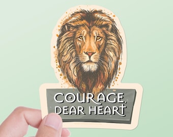 Courage Dear Heart Aslan Quote Sticker, CS Lewis Sticker for Hydroflask, Narnia Laptop Decals, Christian Book Lover Gift, Literary Quotes