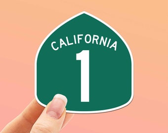 California Highway 1 Road Sign Sticker, PCH All American Road Decal, Waterproof Vinyl Bumper Sticker, Explore Iconic CA Travel Gifts