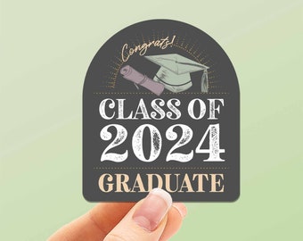 Class of 2024 Graduation Stickers - HS & College Grad Decals for Hydroflask Water Bottle, Cute Congratulations Gift for University Graduate