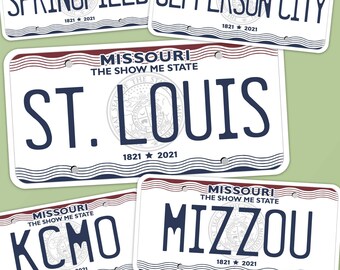 Missouri License Plate Bumper Stickers - Choose Your MO City or Phrase - KCMO Decals for Hydroflask