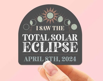 I Saw the 2024 Eclipse Sticker for Laptop, April 8 Total Solar Eclipse Gift, Cute Decal for Laptop & Water Bottle, Waterproof Vinyl Souvenir